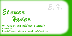 elemer hader business card
